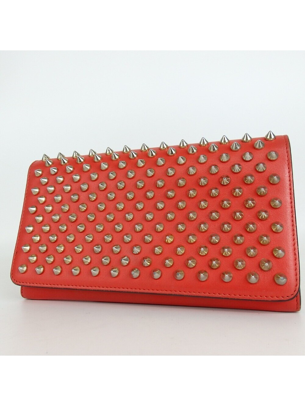 Authentic Christian Louboutin Panettone Spike Studs Strap Wallet Leather[Used]
